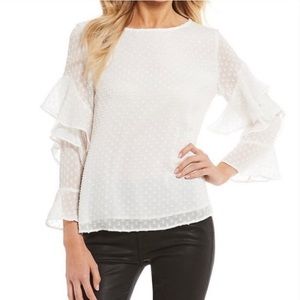 Sancturary Bianca White Ruffle Textured Blouse